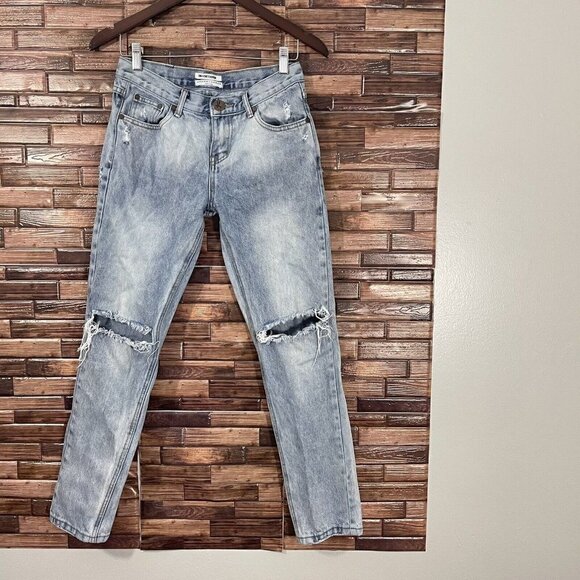 One Teaspoon Awesome Baggies Denim Jeans Womens Size 24 Blue Light Wash Distress - Picture 1 of 8